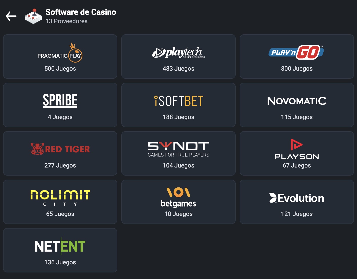 proveedores de juegos de casino en betano