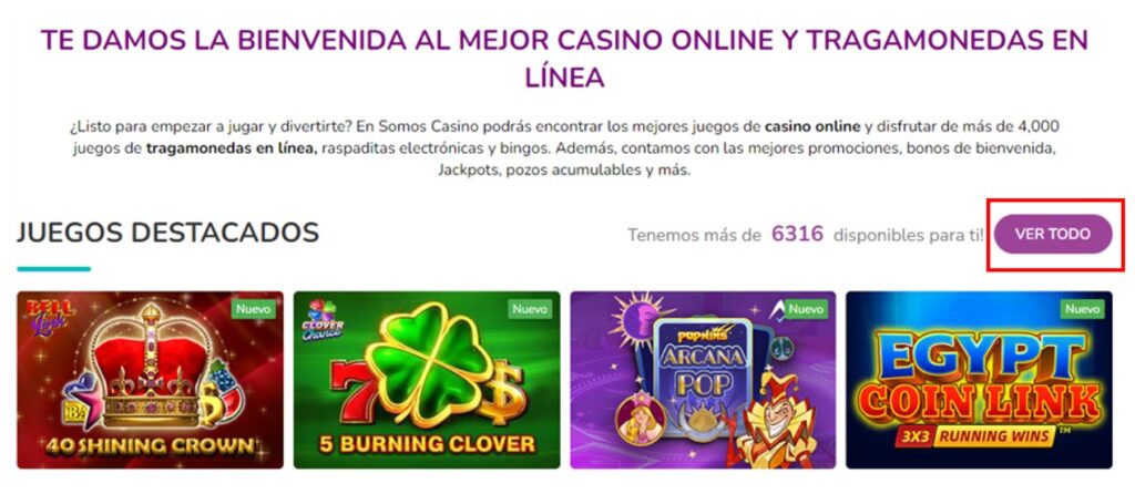 opcion para ver mas juegos en somos casino