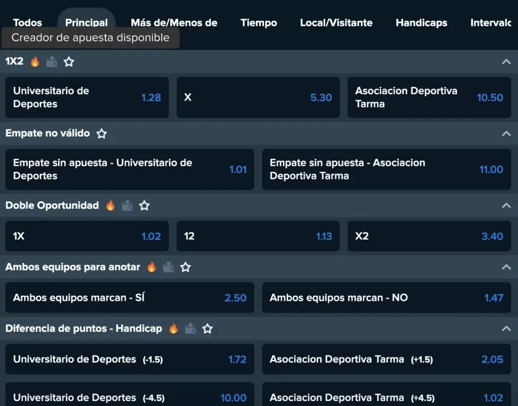 creador de apuestas en stake peru