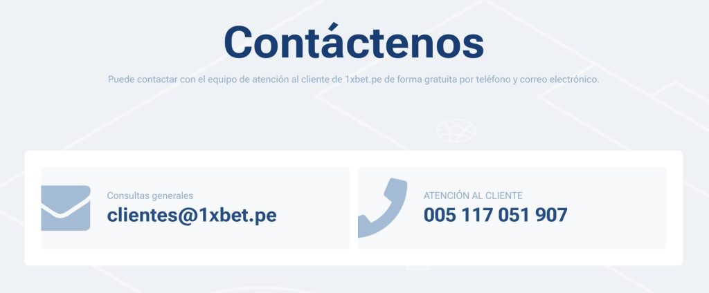 datos de contacto 1xbet