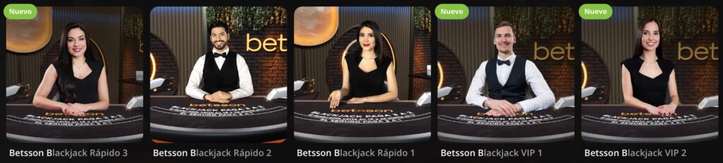 juegos exclusivos de blackjack en betsson casino